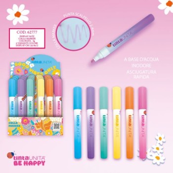 Colla Marker Tinta Unita Be Happy colori assortiti