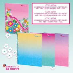 Maxi Quaderno A4 spiralato 80gr 70 fogli Rigatura 1R Tinta Unita Be Happy colori assortiti