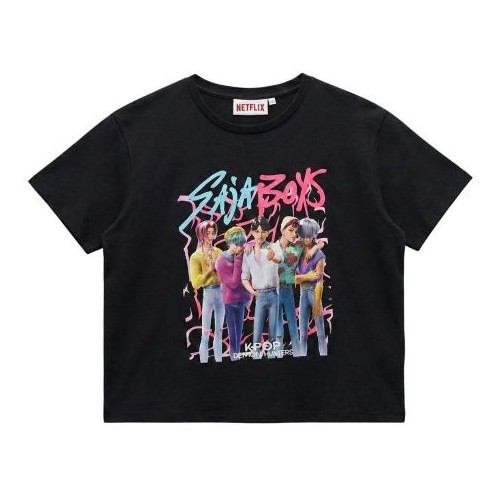 T-Shirt K-Pop Demon Hunters Saja Boys nera