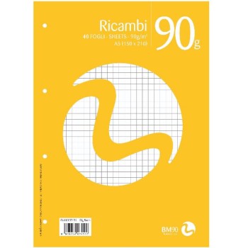 Ricambi non rinforzati A5 90gr 40 fogli rigatura 5mm