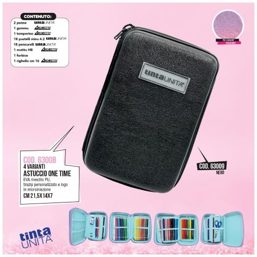 Astuccio One Time Nero Glitterato Tinta Unita...