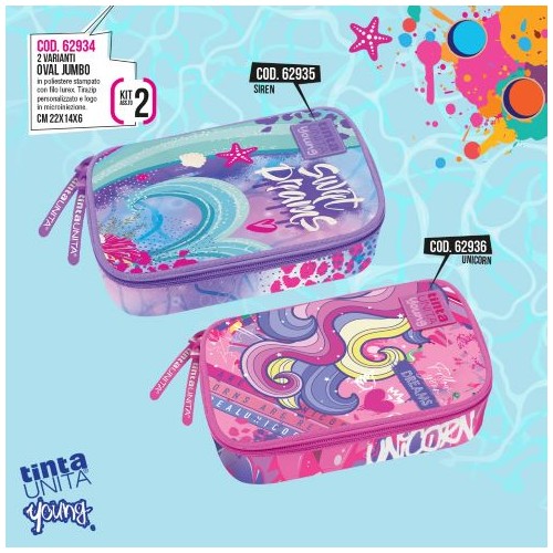Astuccio Oval Jumbo Unicorn Girl Tinta Unita Young