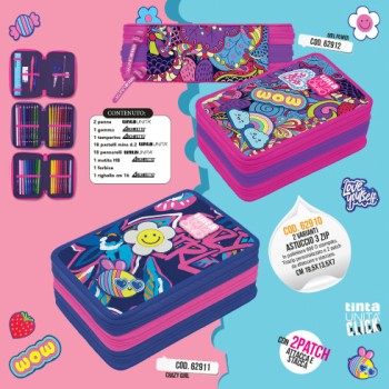 Astuccio triplo Crazy Girl Tinta Unita Click