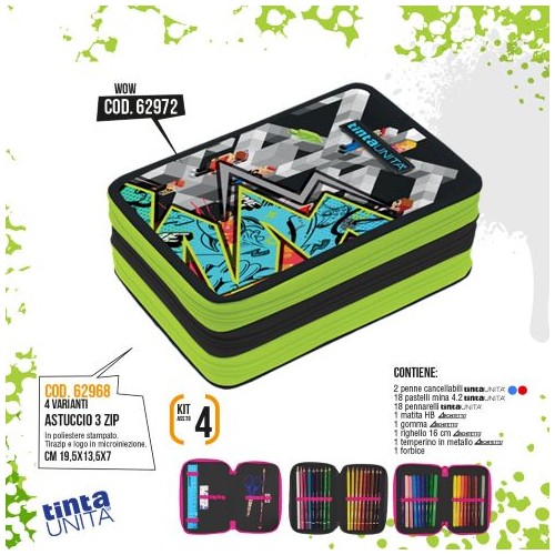 Astuccio triplo Game Tinta Unita Teen