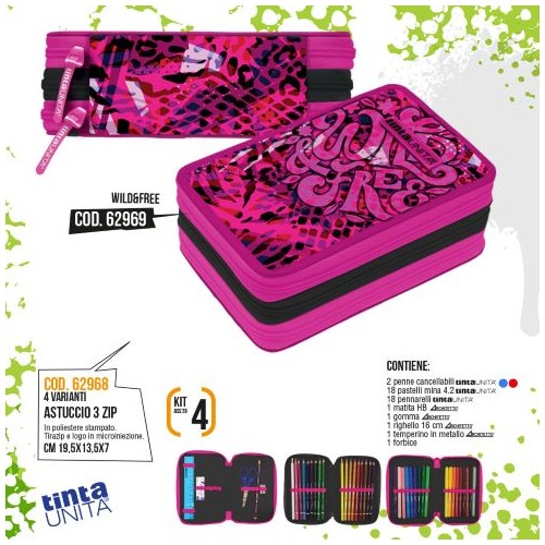 Astuccio triplo Wild & Free Tinta Unita Teen