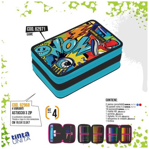 Astuccio triplo Wow Tinta Unita Teen
