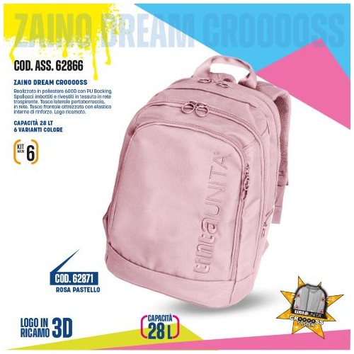 Zaino Dream Cross Rosa Pastello Tinta Unita...