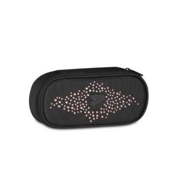 ASTUCCIO OVALE GLITZYCUTE NERO CON STRASS ROSA