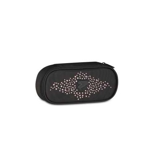 ASTUCCIO OVALE GLITZYCUTE NERO CON STRASS ROSA