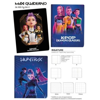 Maxi Quaderno A4 Huntrix K-Pop Demon Hunters Righe B