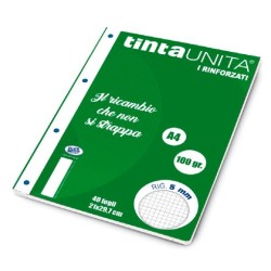 Ricambi Rinforzati A4 100gr Tinta Unita quadretto medio 5mm