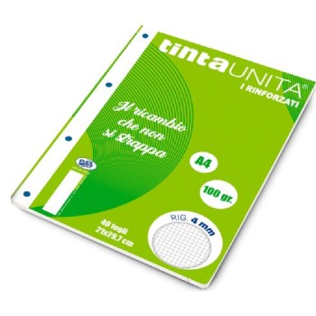 Ricambi Rinforzati A4 100gr Tinta Unita quadretto piccolo...
