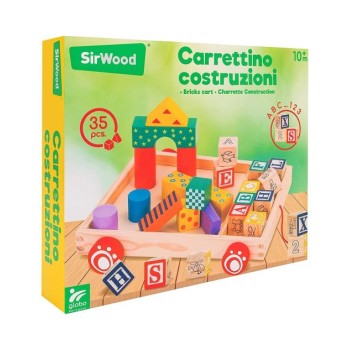Carretto trainabile in legno con cubi e forme