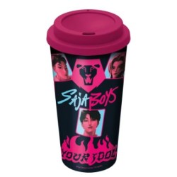 Bicchiere in pp con tappo in silicone 520ml K-Pop Saja Boys