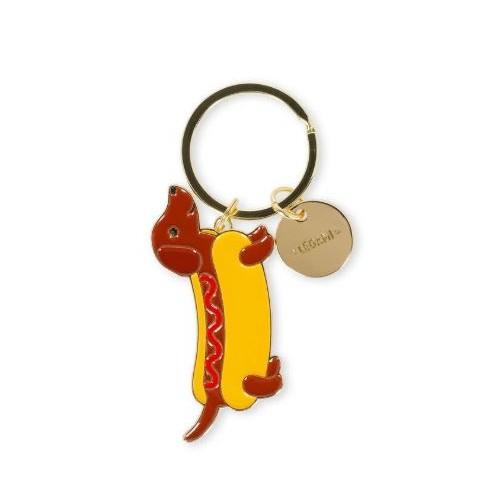 Portachiavi Dachshund Cane hot dog in metallo...