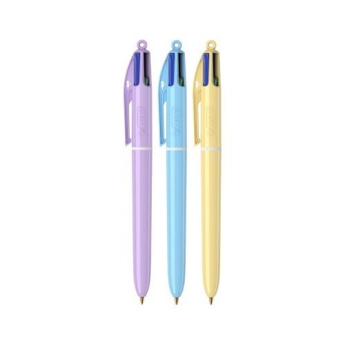 Penna a scatto a sfera 4 colori fusto pastel