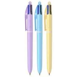 Penna a scatto a sfera 4 colori fusto pastel