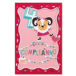 Biglietto Laser Cut 4 Anni con Glitter