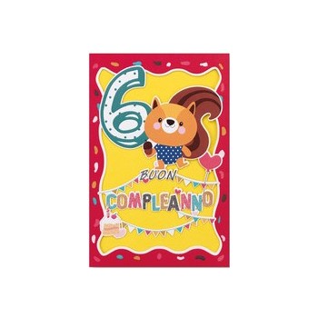 Biglietto Laser Cut 6 Anni con Glitter