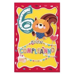 Biglietto Laser Cut 6 Anni con Glitter