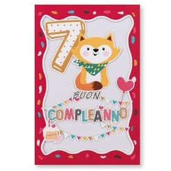 Biglietto Laser Cut 7 Anni con Glitter