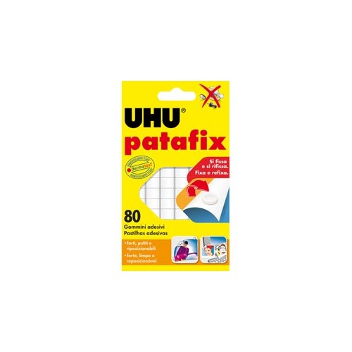 Blister 80 supporti gomma adesiva uhu patafix bianco