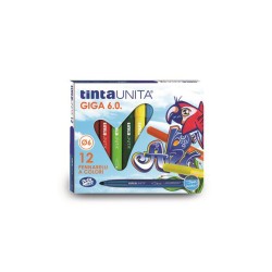 Pennarelli Tinta Unita punta grossa giga 6.0 astuccio da 12 colori
