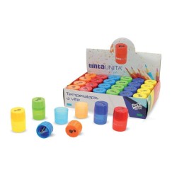 Temperamatite a due fori con contenitore - Tinta Unita- Colori assortiti