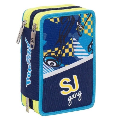 Astuccio 3 zip pen pad high tech boy Blu