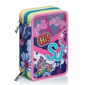 Astuccio scuola 3 zip SJ Pinky College 2