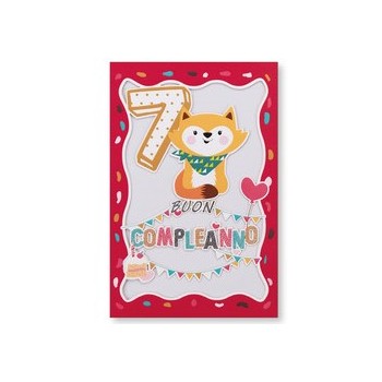 Biglietto Laser Cut 7 Anni con Glitter 2