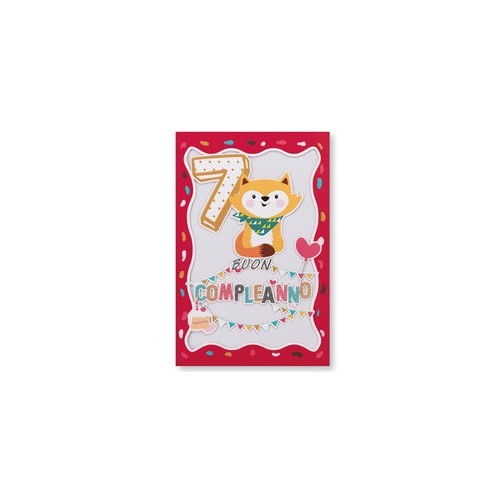 Biglietto Laser Cut 7 Anni con Glitter