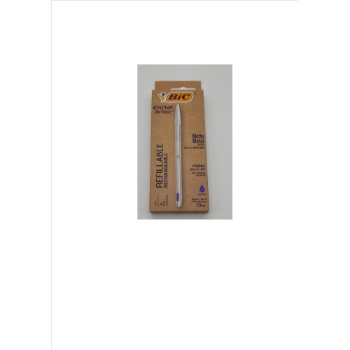 Penna bic cristal metal blu+2 refill