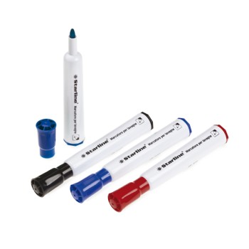 Pennarello cancellabile per lavagne a punta tonda blu 2