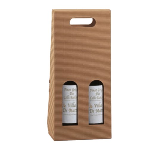 Scatola 2 bottiglie180x90mm H385mm Onda Avana