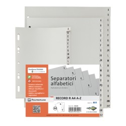 Separatore alfabetico A/Z Record R - PPL - 24,5 x 30 cm - A4 maxi - grigio