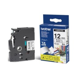 Cassetta Nastro Laminato SERIE TZ DA 12MM - Lunghezza 8 mt - Colore nero su fondo bianco