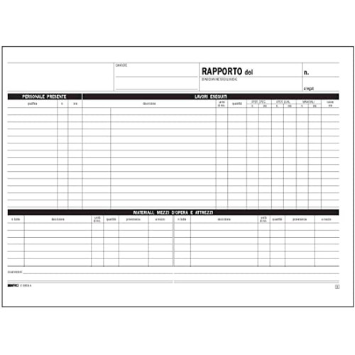Blocco rapporto di cantiere - 50/50 fogli...